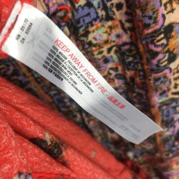 Free People Morning Song Red Floral Paisley Printed Button Lace Maxi Dress XS - Picture 7 of 16